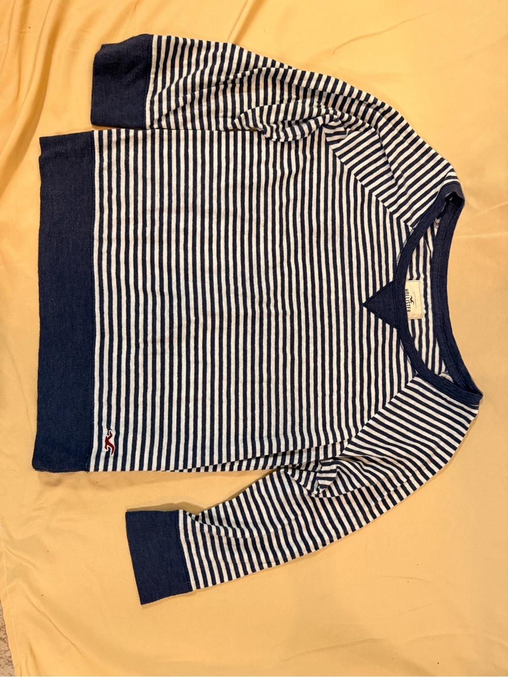 Hollister navy and White Long Sleeve Top
